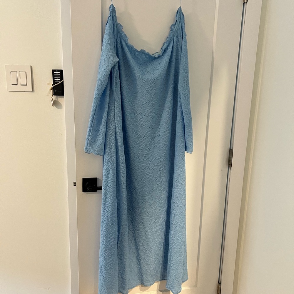 Peppermayo Blue Long Sleeve Lace Dress